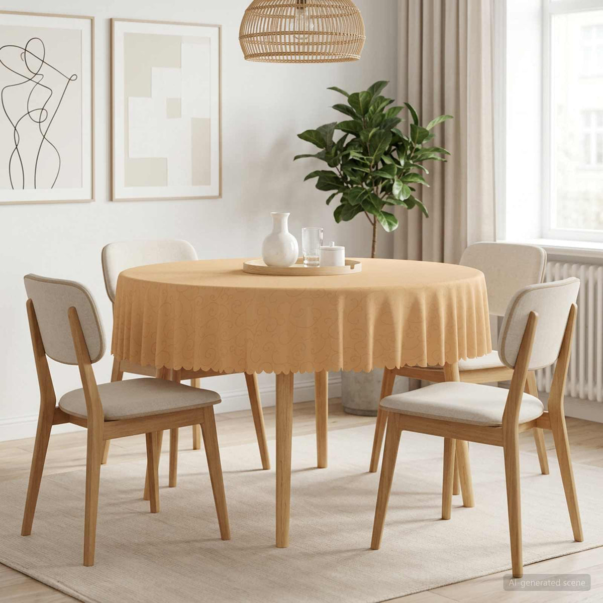 vidaXL Table Cloth 5 pcs Beige Dia. 180 cm Round 1