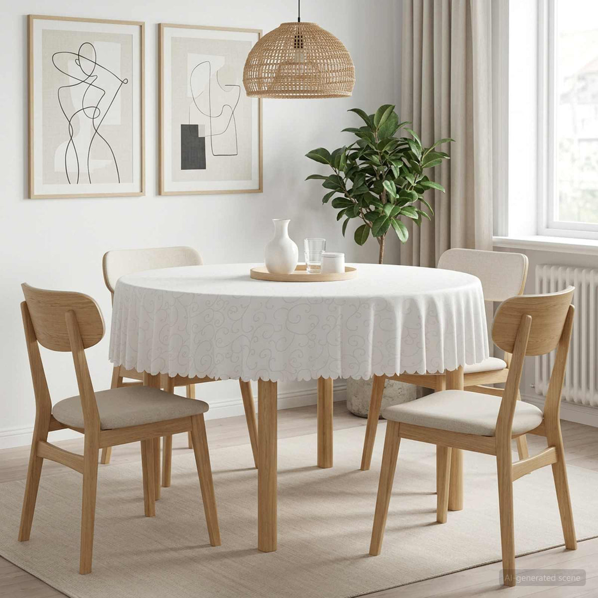 Table Cloth 5 pcs Round White