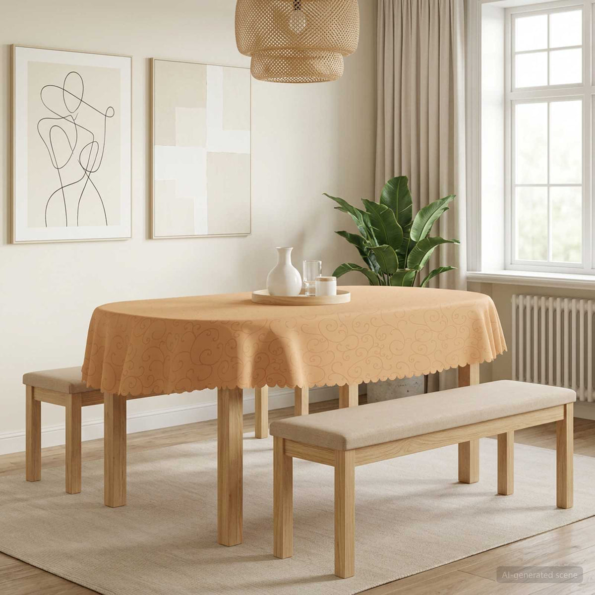 Table Cloth 5 pcs Oval Beige