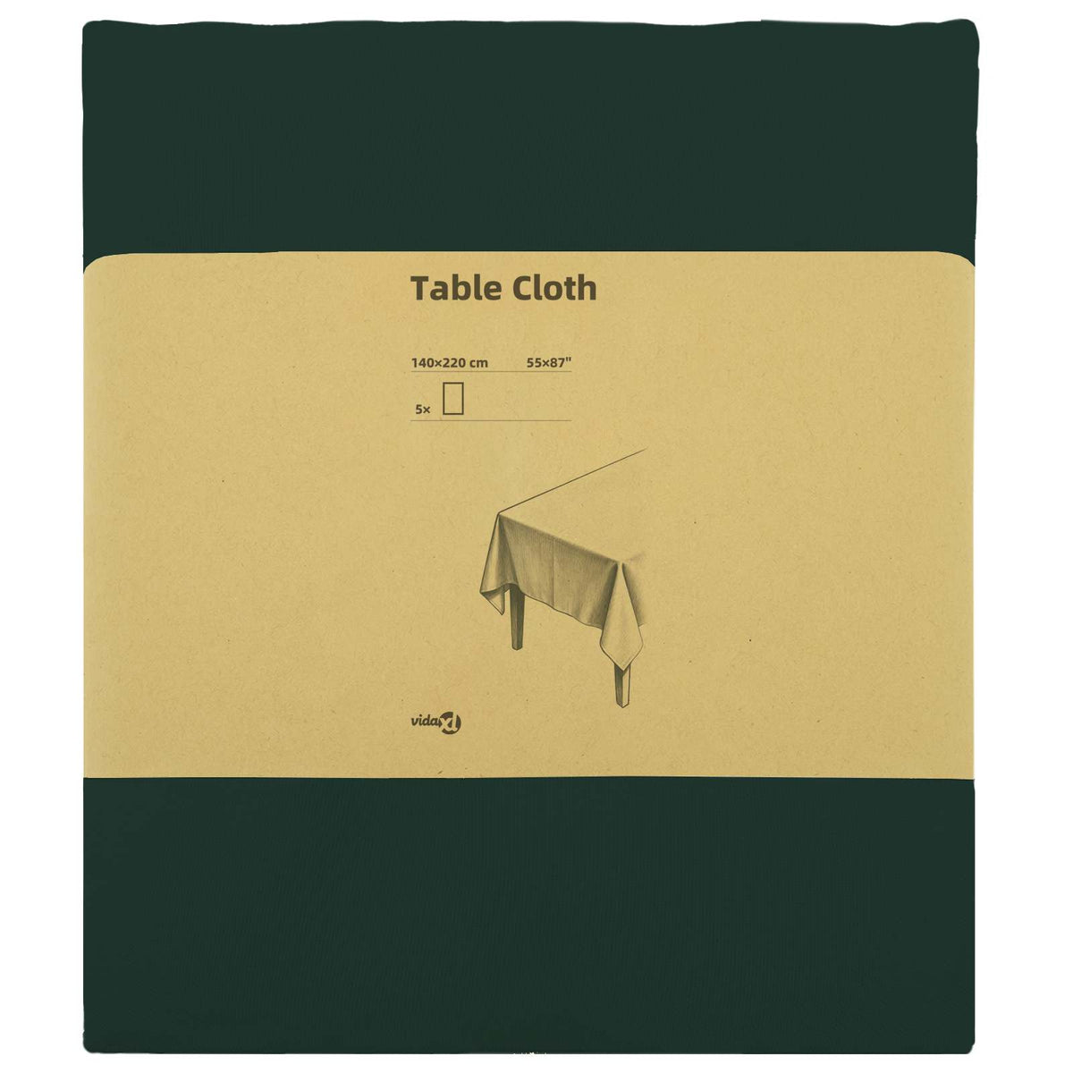 vidaXL Table Cloth 5 pcs Rectangular Dark Green 140 x 220 cm Polyester 3