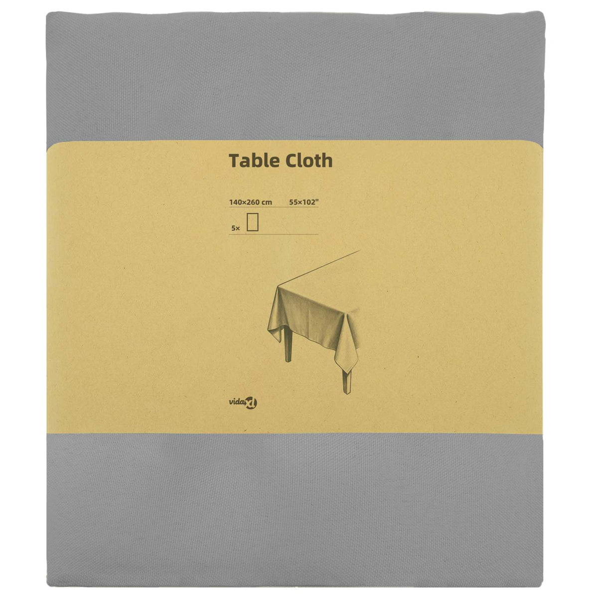 vidaXL Table Cloth 5 pcs Rectangular Light Grey 140 x 260 cm Polyester 3