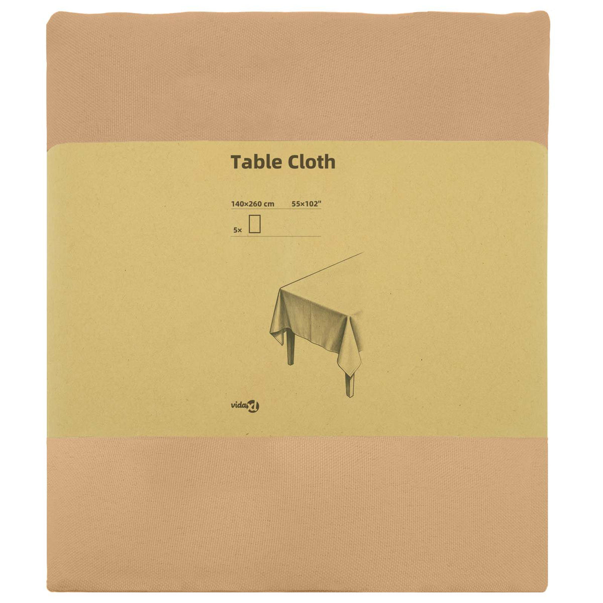 vidaXL Table Cloth 5 pcs Rectangular Beige 140 x 260 cm Polyester 3