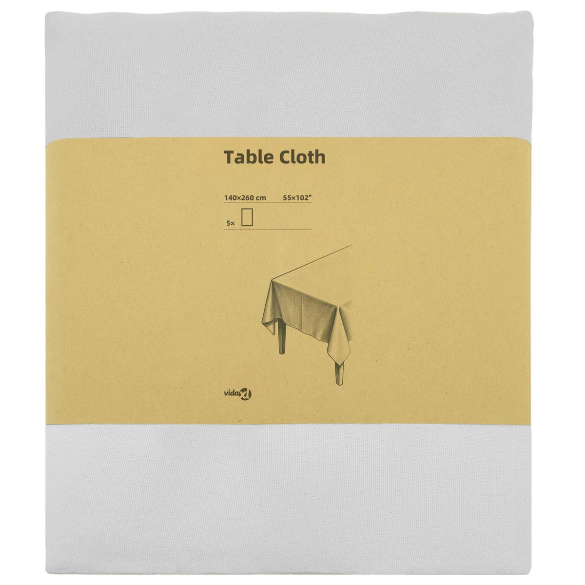 vidaXL Table Cloth 5 pcs White 140 x 260 cm Polyester Rectangular 3