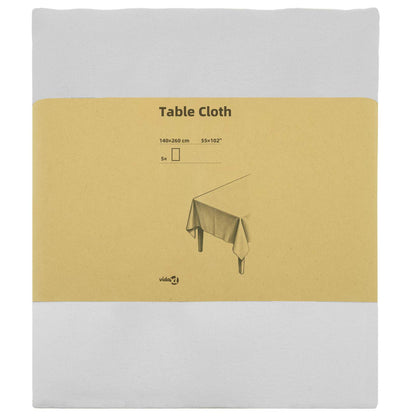 Table Cloth Polyester Rectangular 5 White 140 x 260 cm