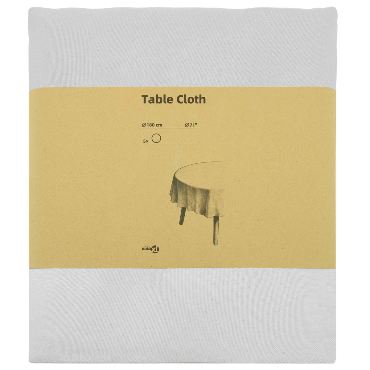 vidaXL Table Cloth 5 pcs White Dia. 180 cm Polyester Round 3