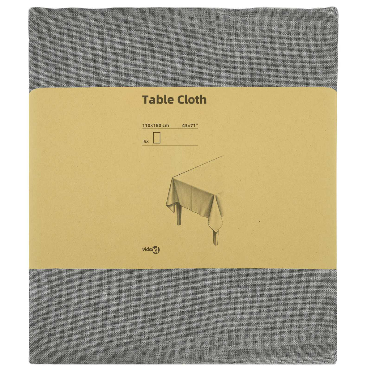 vidaXL Table Cloth 5 pcs Rectangular Light Grey 110 x 180 cm 3