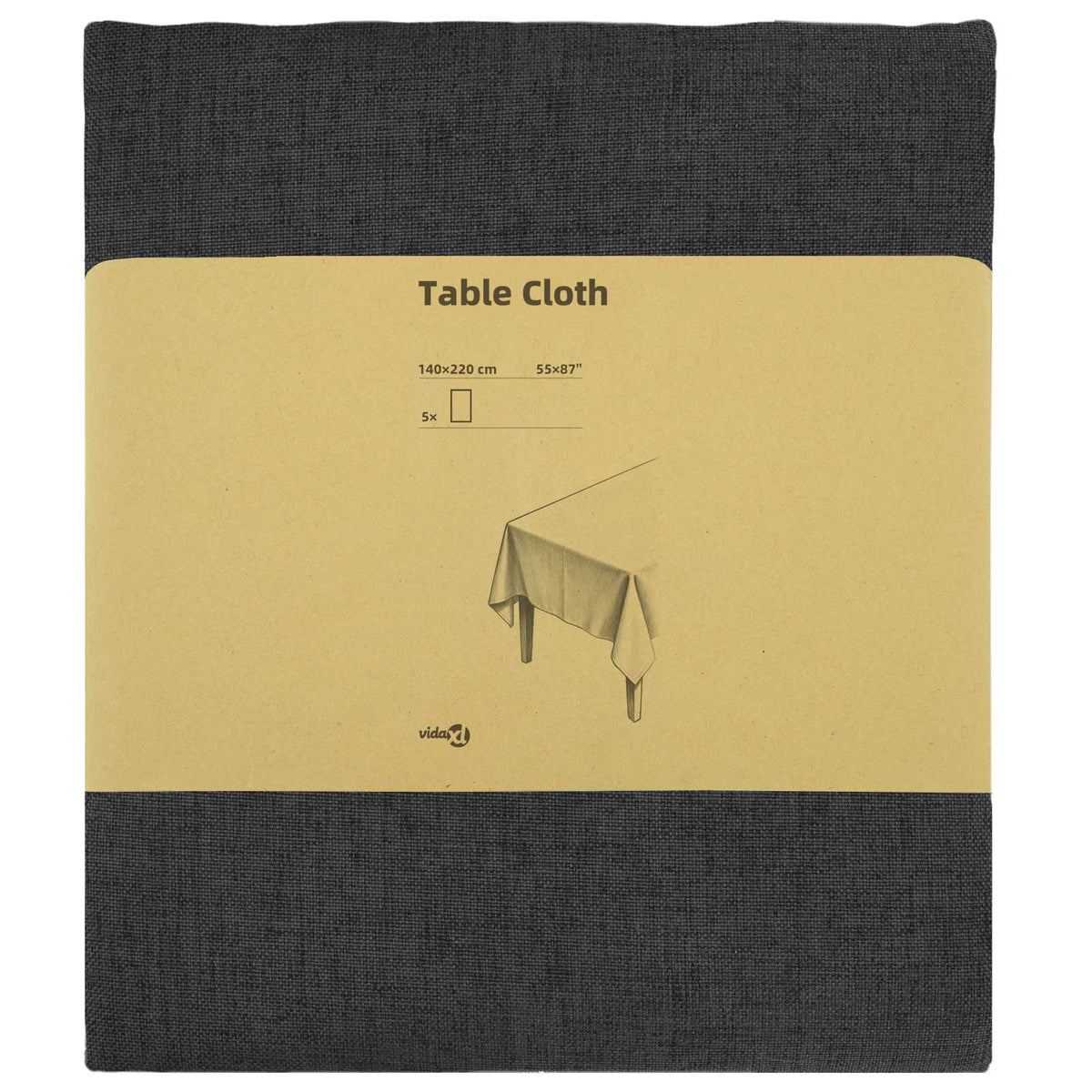vidaXL Table Cloth 5 pcs Rectangular Dark Grey 140 x 220 cm 3