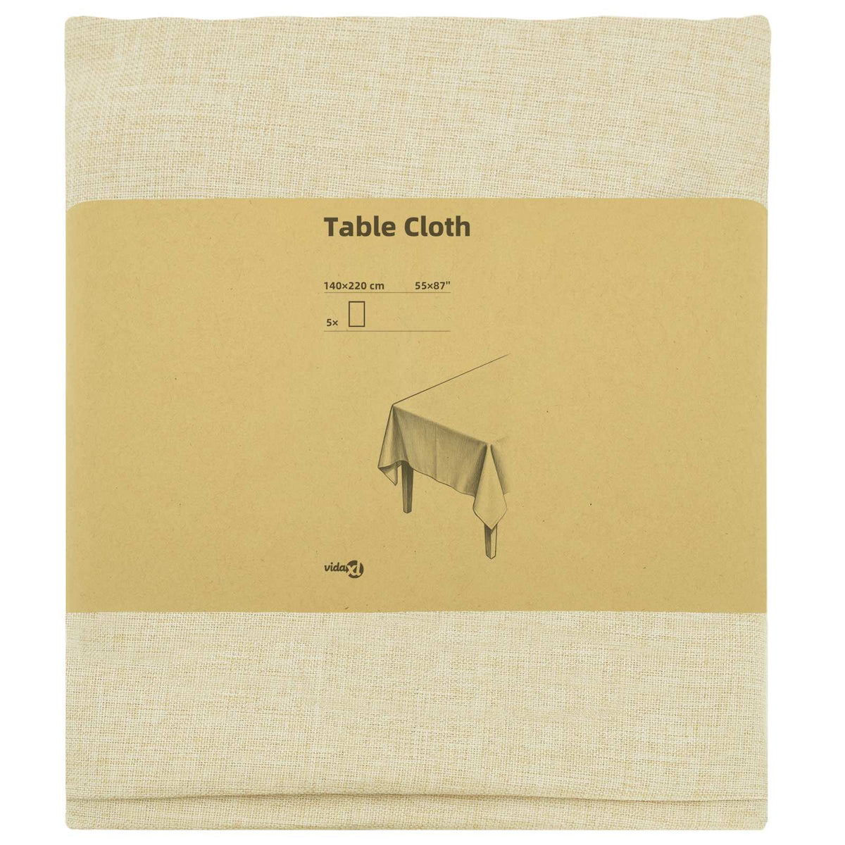 vidaXL Table Cloth 5 pcs Rectangular Cream White 140 x 220 cm 3
