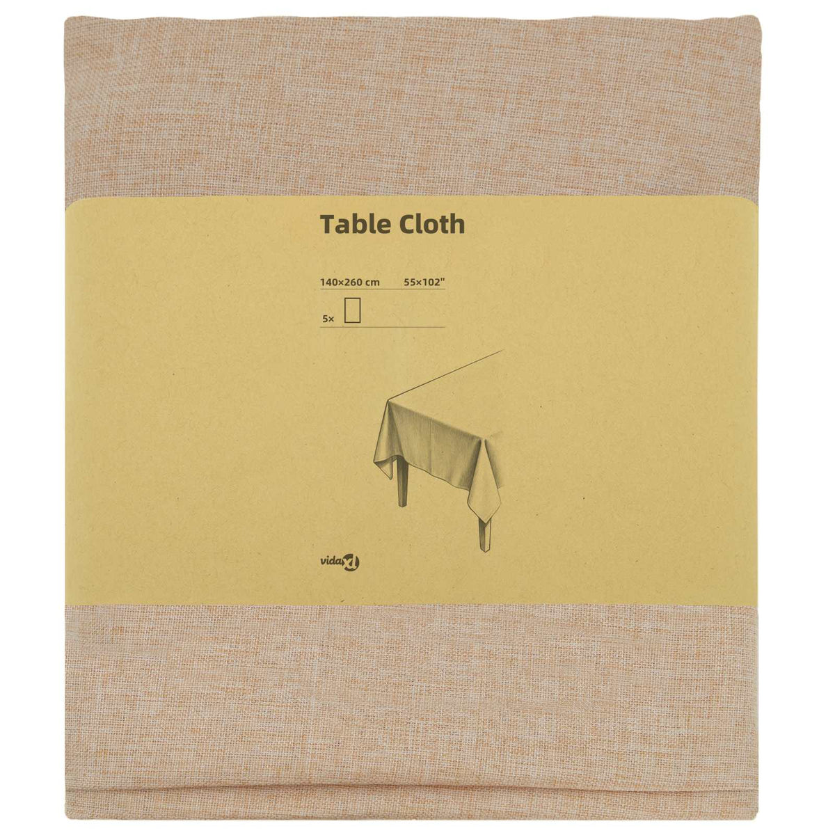 Table Cloth Rectangular 5 Beige 140 x 260 cm