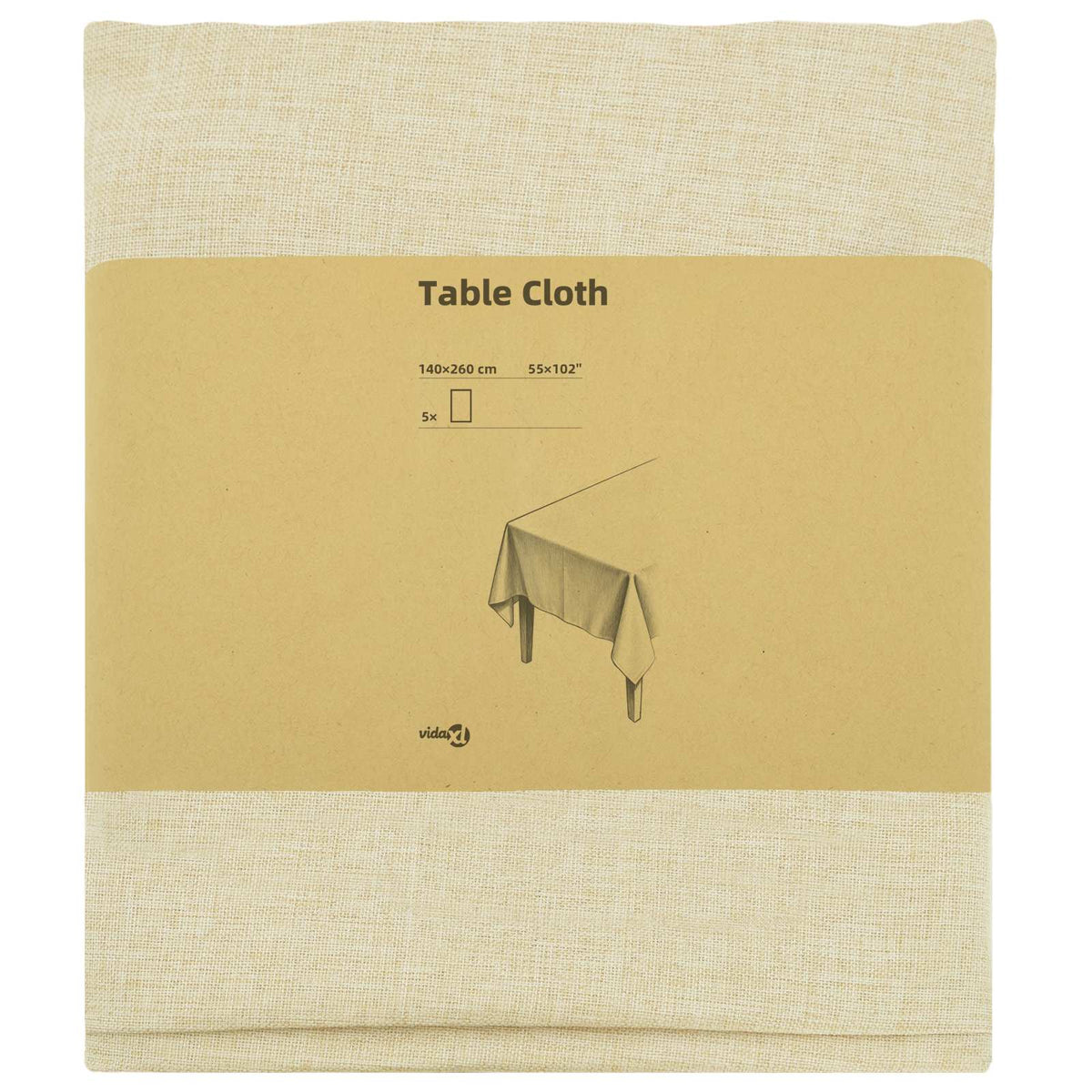vidaXL Table Cloth 5 pcs Rectangular Cream White 140 x 260 cm 3