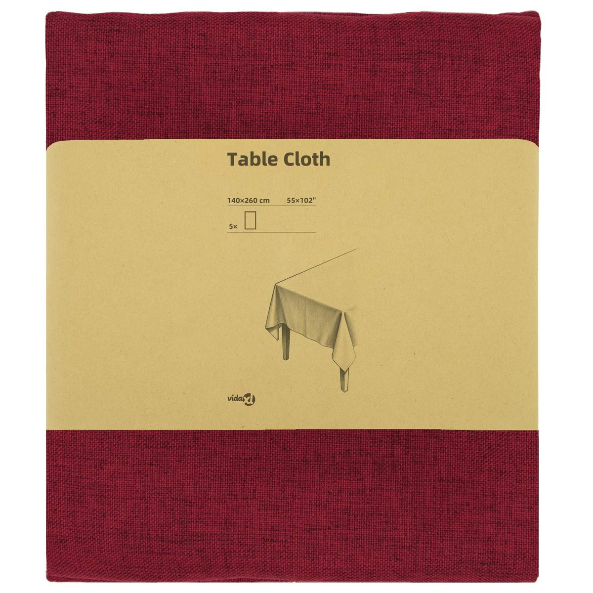 vidaXL Table Cloth 5 pcs Wine Red 140 x 260 cm Rectangular 3