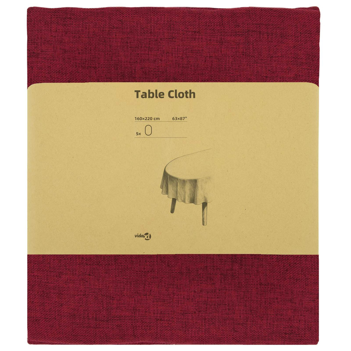 Table Cloth 5 pcs Oval Wine Red