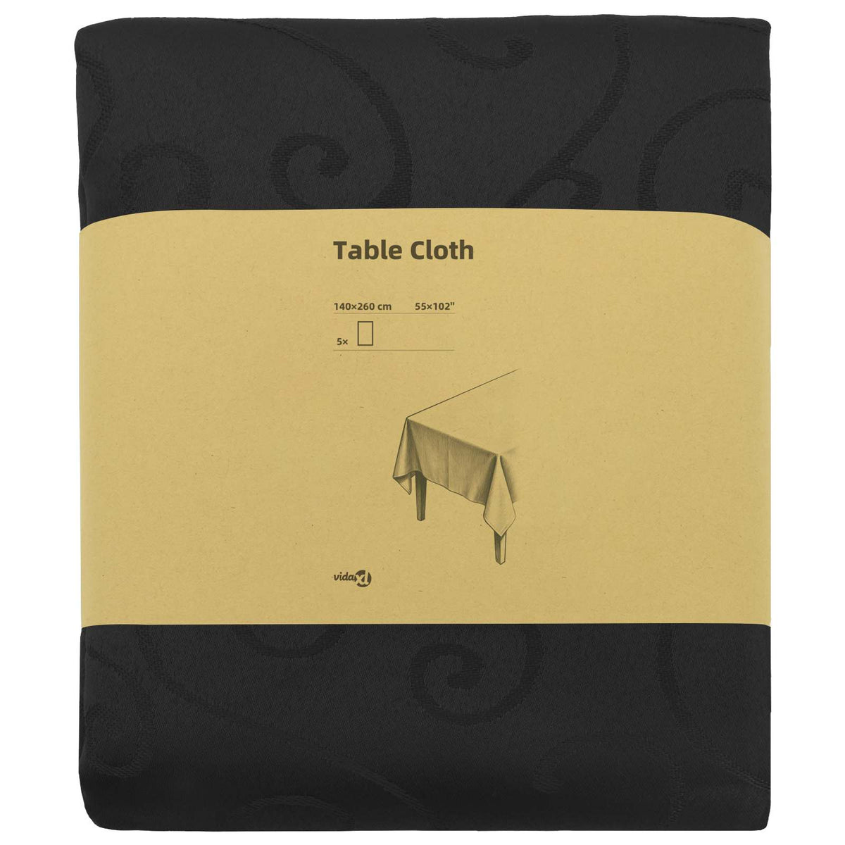 vidaXL Table Cloth 5 pcs Rectangular Dark Grey 140 x 260 cm 3