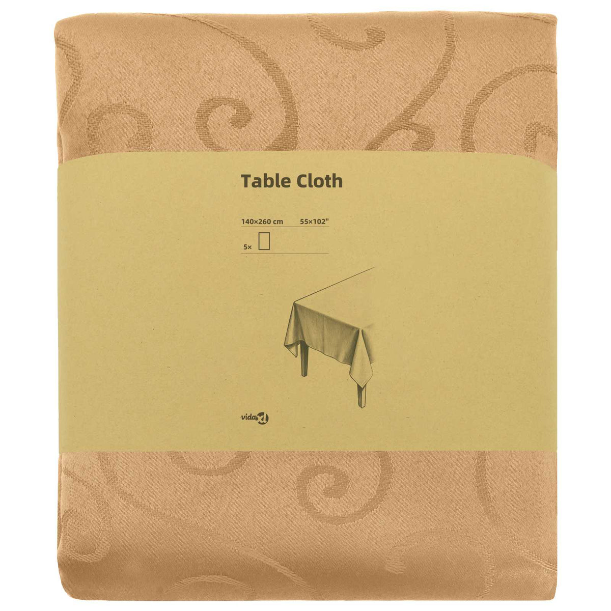 vidaXL Table Cloth 5 pcs Rectangular Beige 140 x 260 cm 3