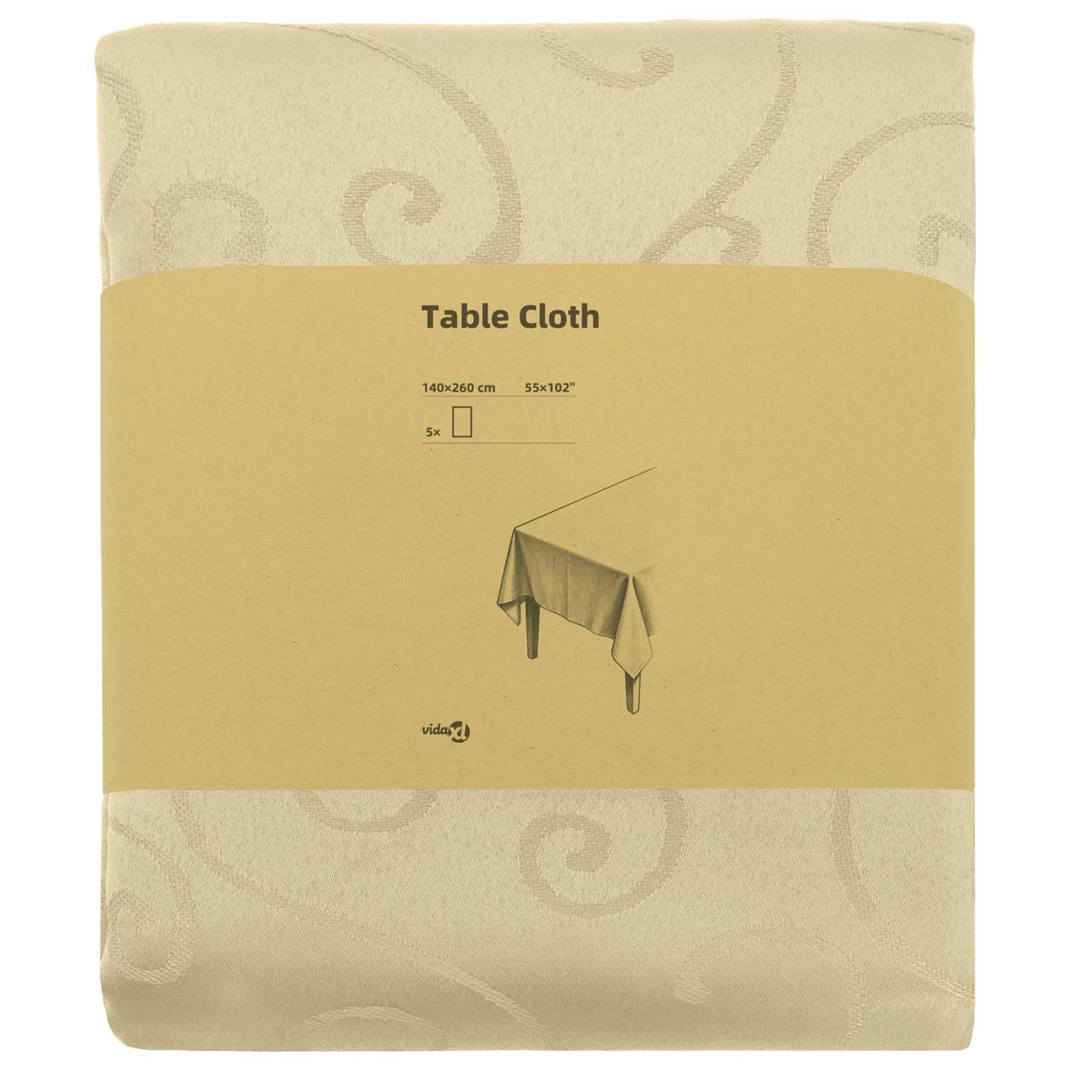 Table Cloth Rectangular 5 Cream white 140 x 260 cm