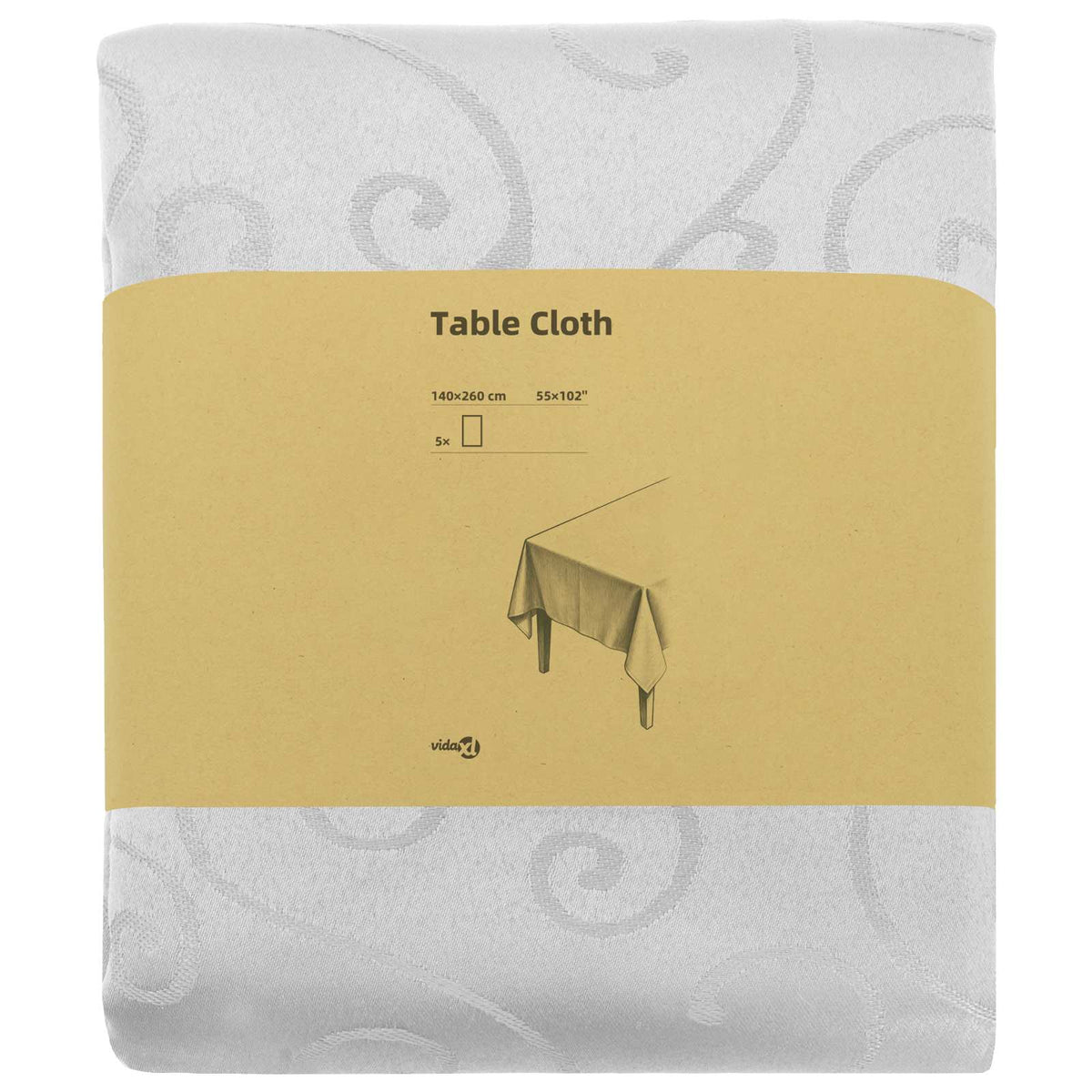 vidaXL Table Cloth 5 pcs Rectangular White 140 x 260 cm 3