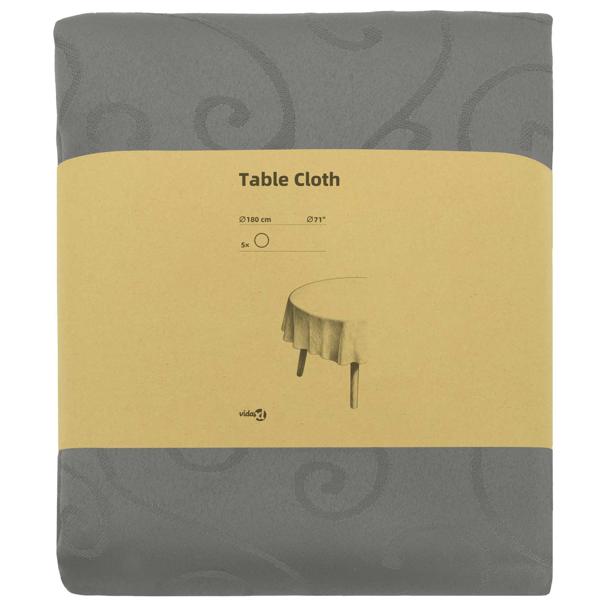 Table Cloth Rectangular 5 Light grey Ø 180 cm