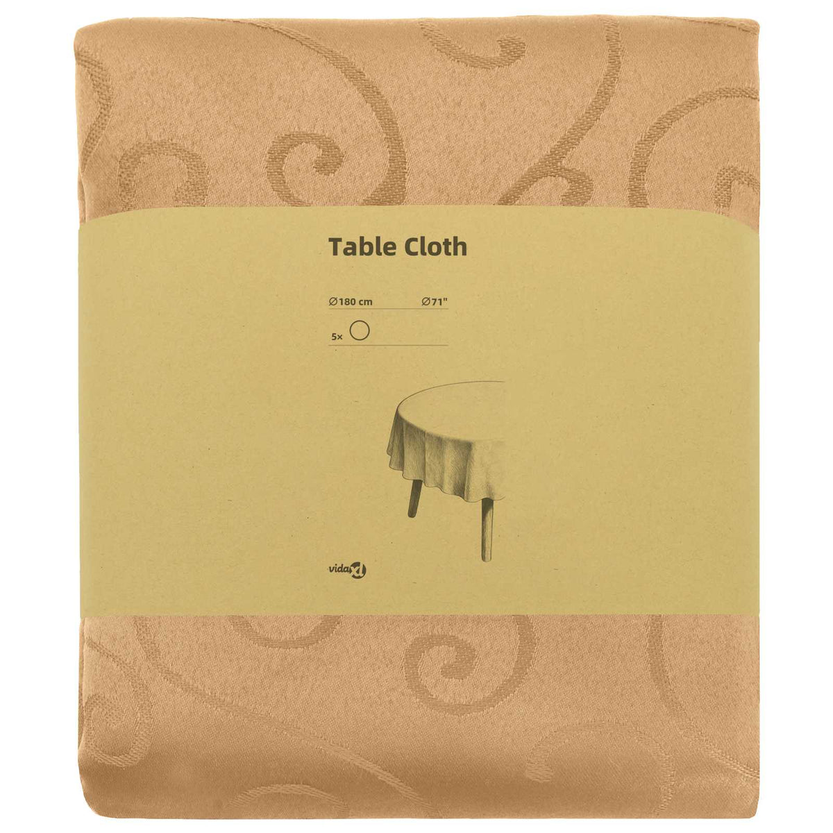 vidaXL Table Cloth 5 pcs Beige Dia. 180 cm Round 3