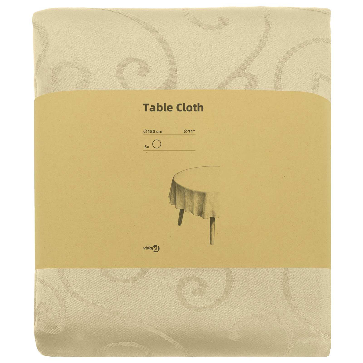 Table Cloth 5 pcs Round Cream White