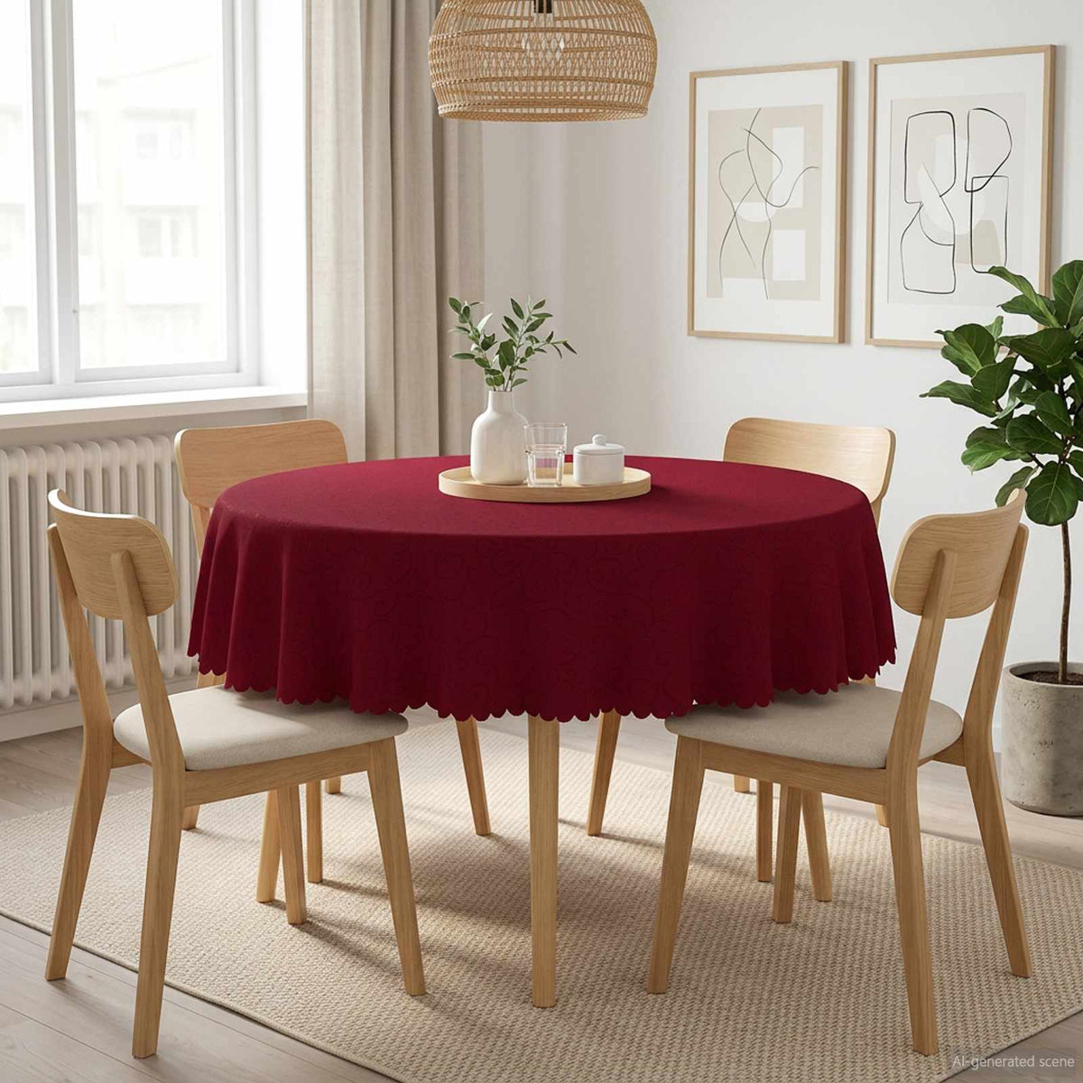 vidaXL Table Cloth 5 pcs Wine Red Dia. 180 cm Round 1