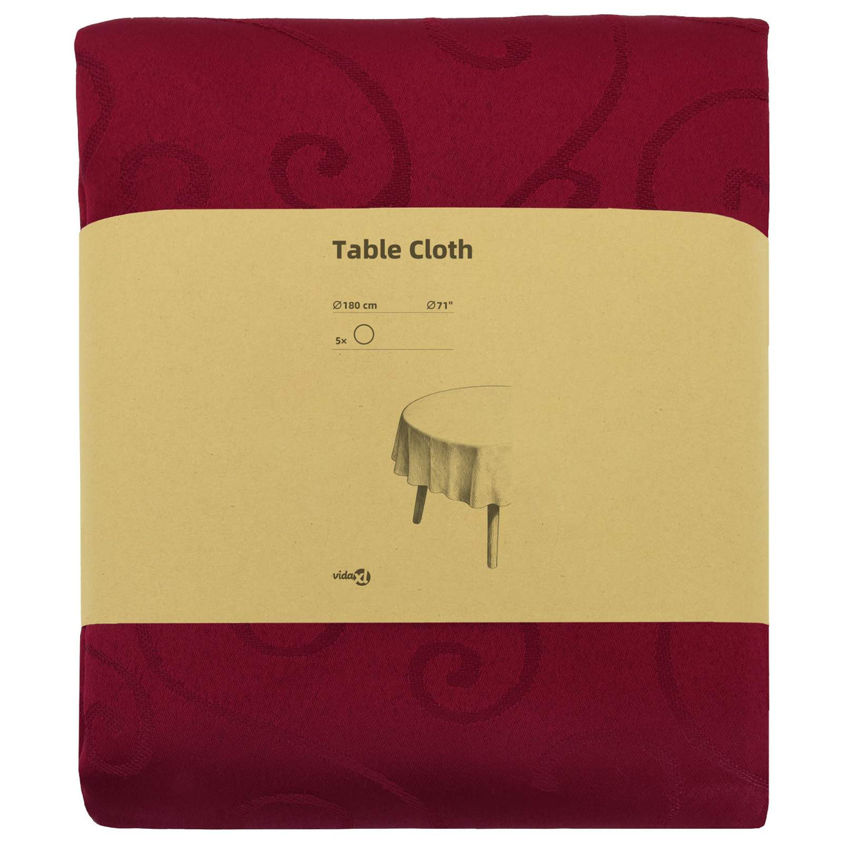 vidaXL Table Cloth 5 pcs Wine Red Dia. 180 cm Round 3