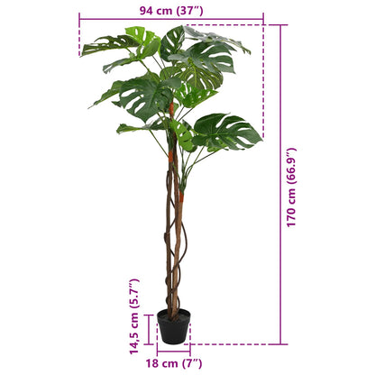 vidaXL Artificial Monstera Plant Green 94 x 18 x 170 cm 6
