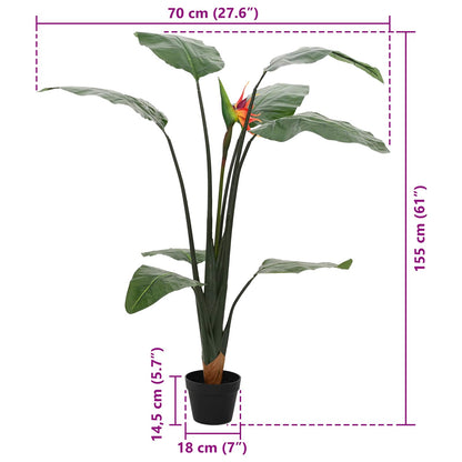 vidaXL Artificial Strelitzia Plant Green 70 x 18 x 155 cm 6