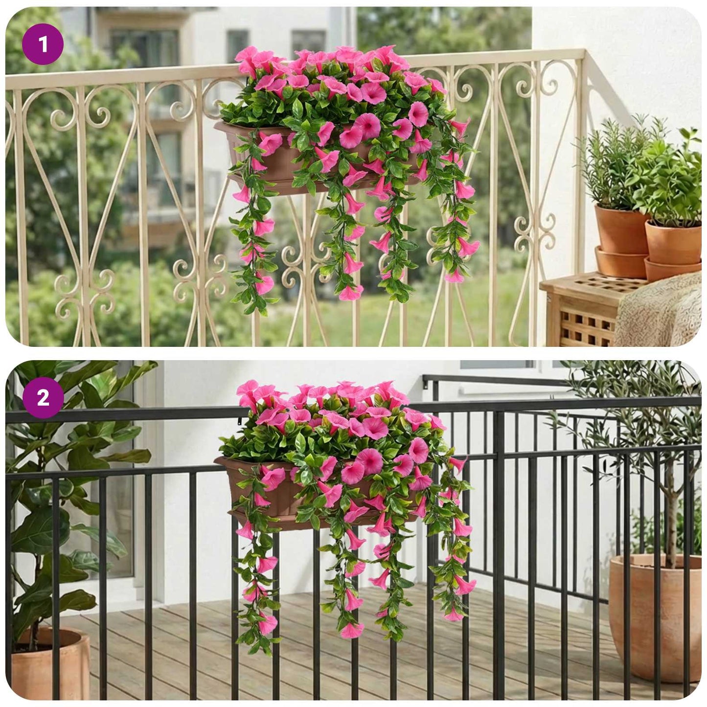 vidaXL Artificial Flowers Purple Red 55 x 20 x 55 cm PE and Steel 1