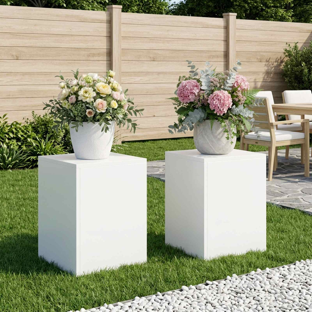 vidaXL Plant Stand 2 pcs White 30 x 30 x 40 cm Steel 1