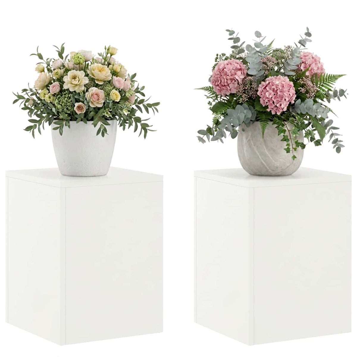 vidaXL Plant Stand 2 pcs White 30 x 30 x 40 cm Steel 3
