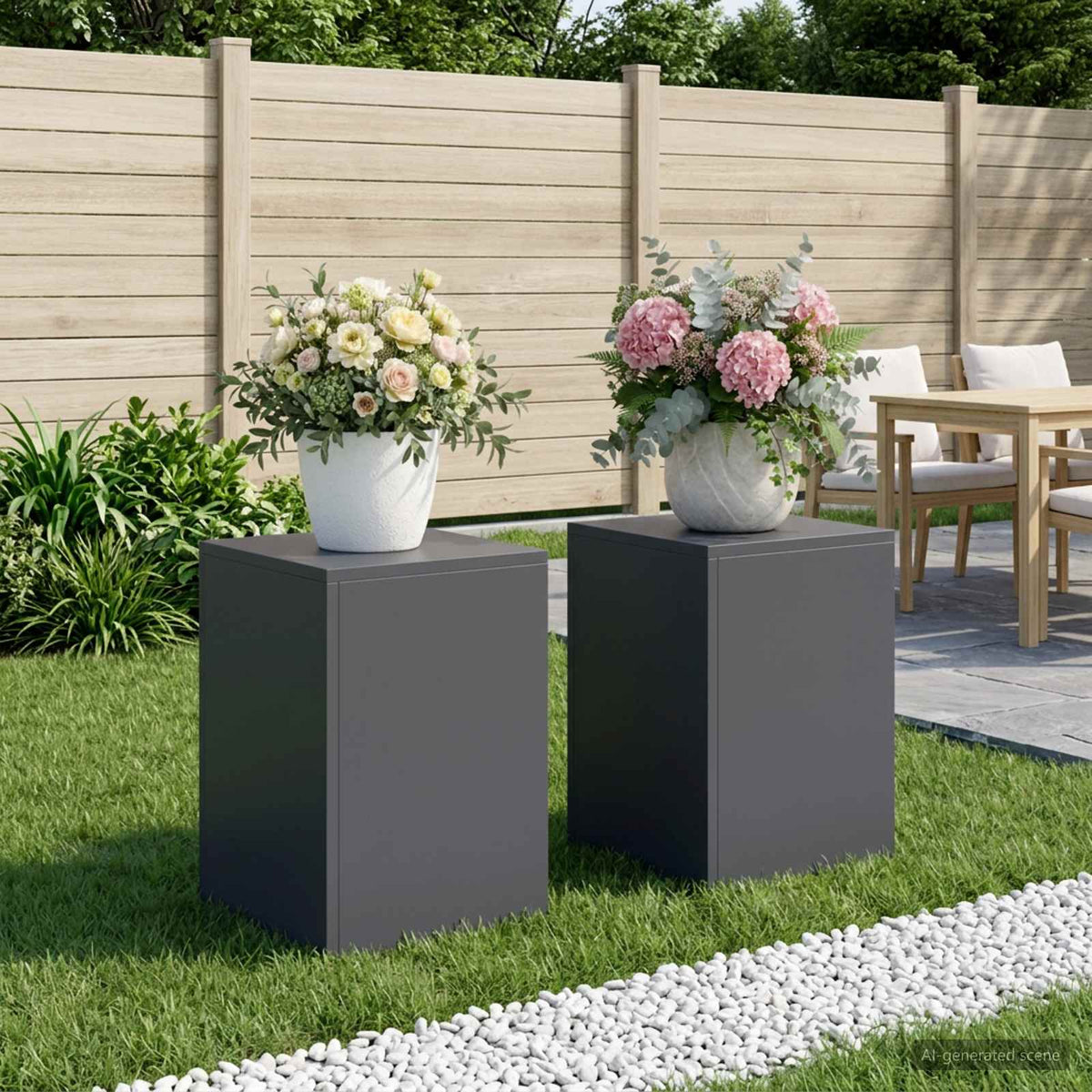 vidaXL Plant Stand 2 pcs Anthracite 30 x 30 x 40 cm Galvanised Steel 1