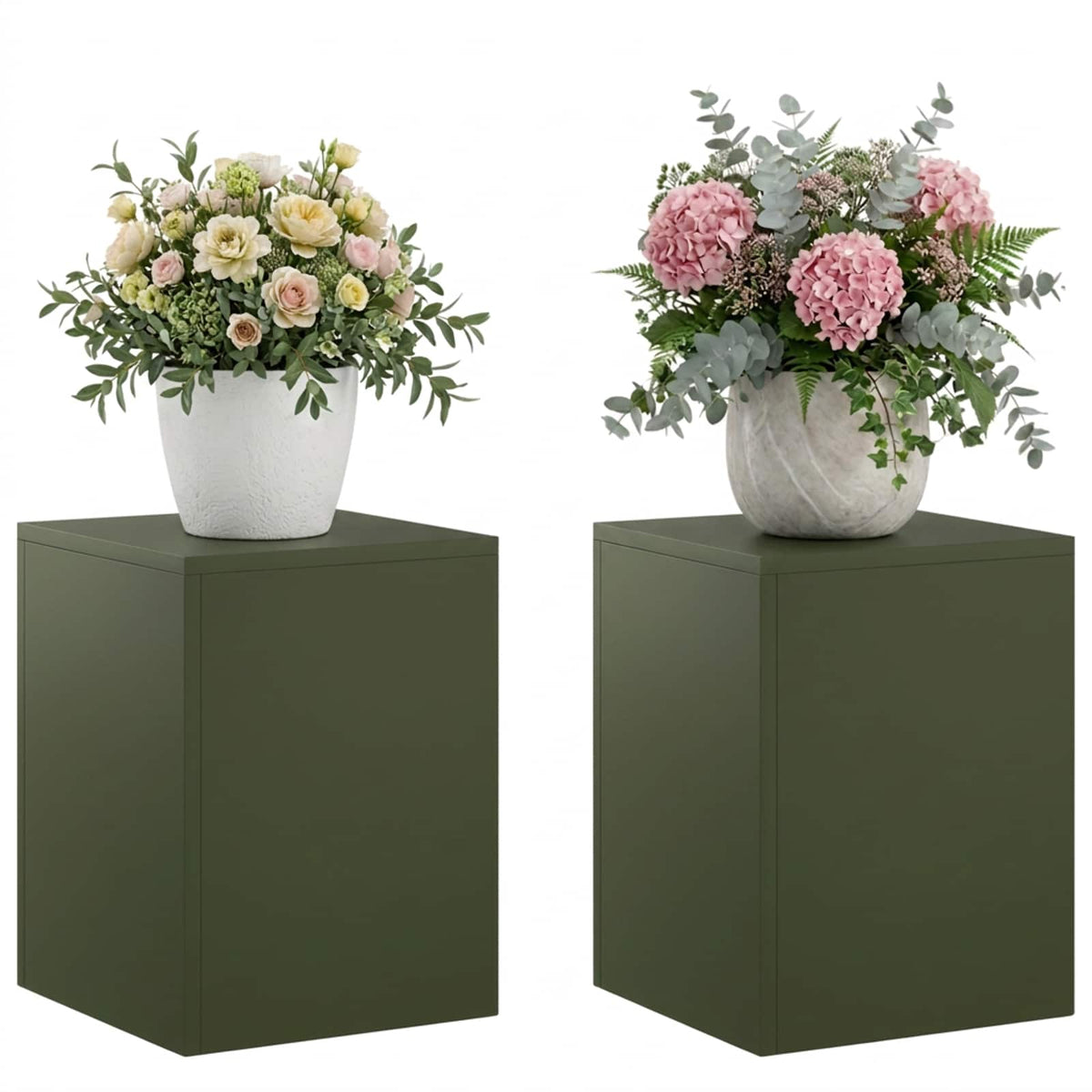 vidaXL Plant Stand 2 pcs Olive Green 30 x 30 x 40 cm Steel 3