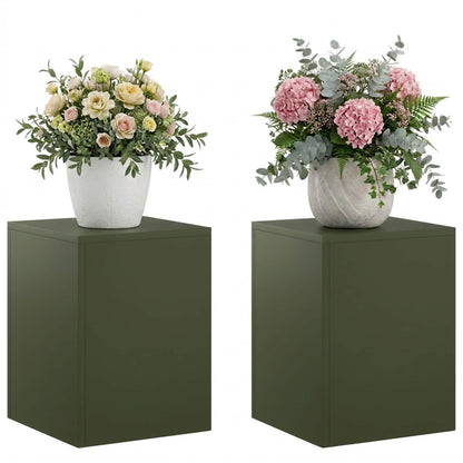 vidaXL Plant Stand 2 pcs Olive Green 30 x 30 x 40 cm Steel 3