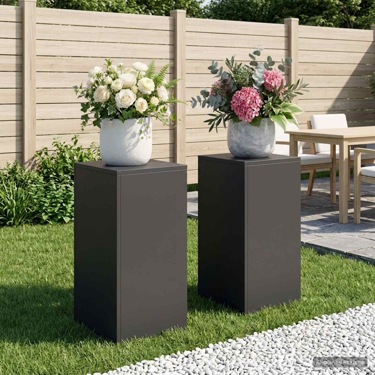 vidaXL Plant Stand 2 pcs Black 30 x 30 x 60 cm Steel 1