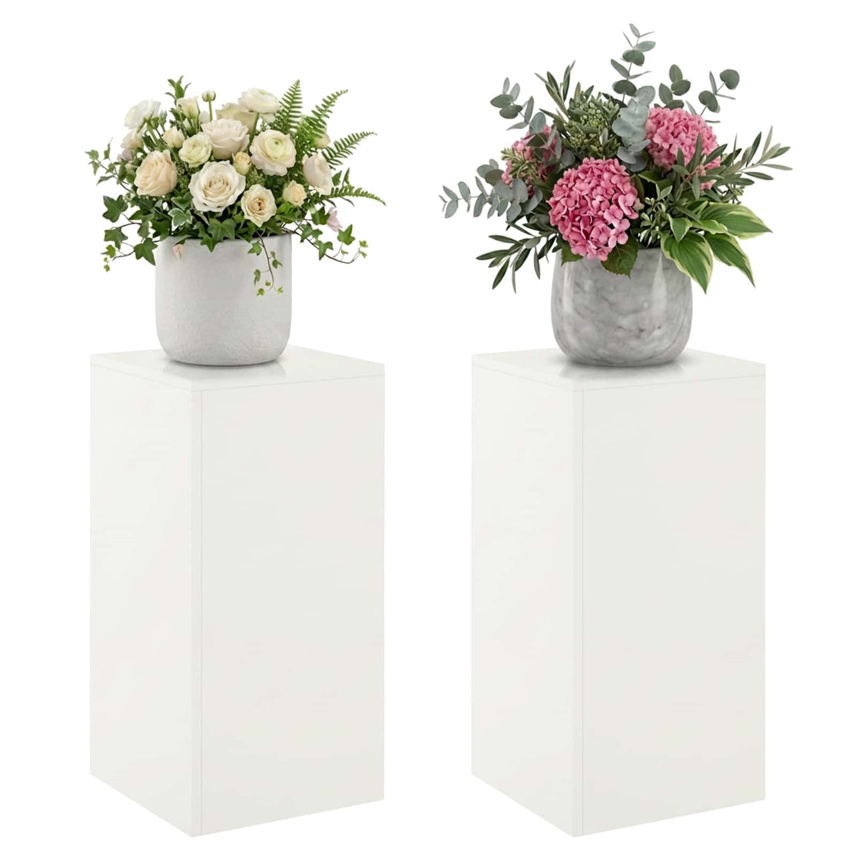 Plant Stand 30 x 30 x 40 cm Steel White 2x (30 x 30 x 60 cm)