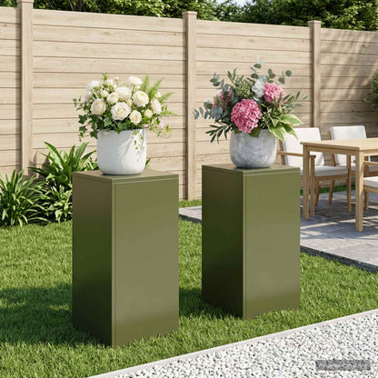vidaXL Plant Stand 2 pcs 30 x 30 x 40 cm Steel Olive Green