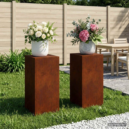vidaXL Plant Stand 2 pcs Rusty 30 x 30 x 60 cm Weathering Steel 1
