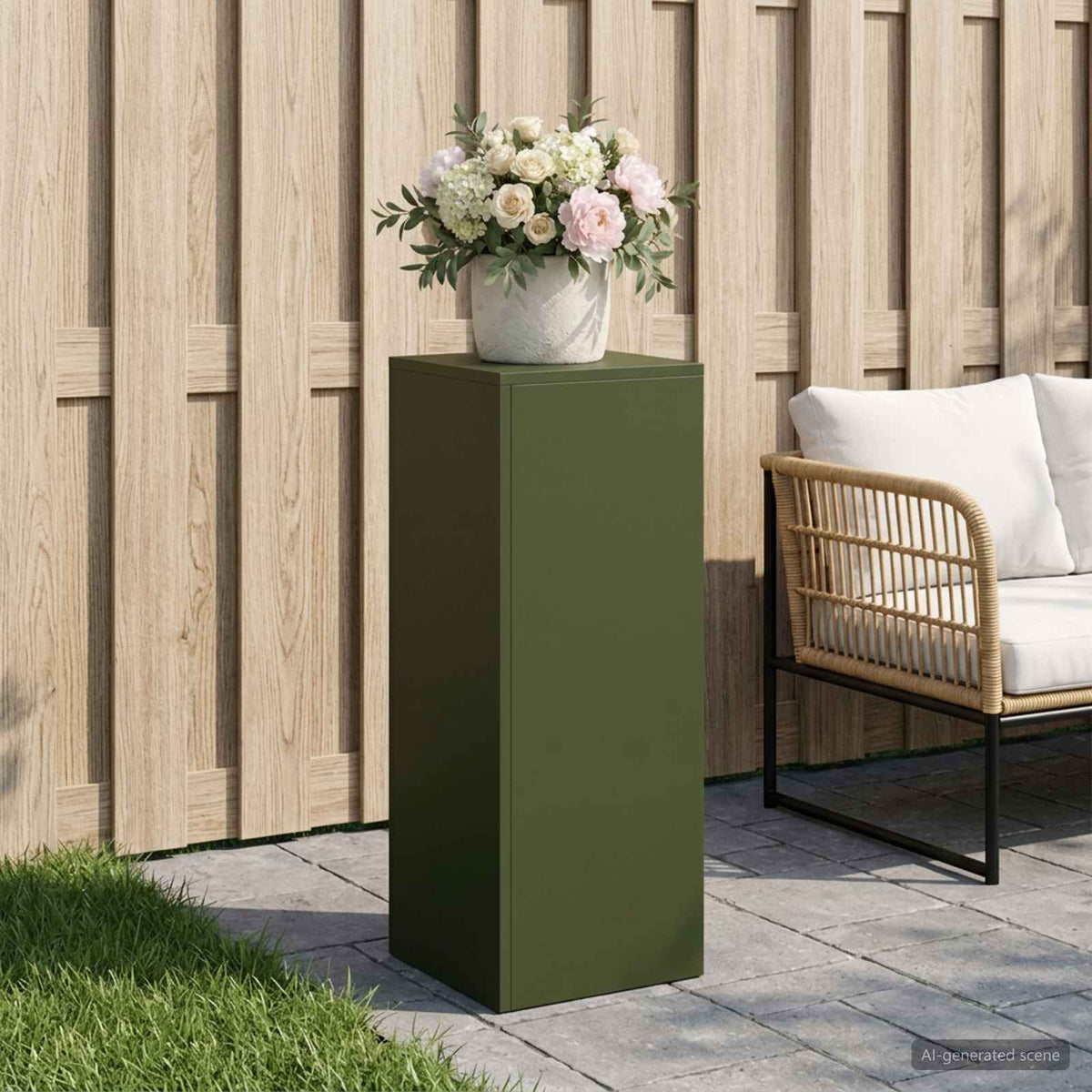 vidaXL Plant Stand 2 pcs 30 x 30 x 40 cm Steel Olive Green