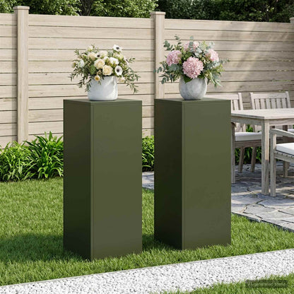 vidaXL Plant Stand 2 pcs 30 x 30 x 40 cm Steel Olive Green