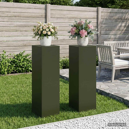 vidaXL Plant Stand 2 pcs 30 x 30 x 40 cm Steel Olive Green
