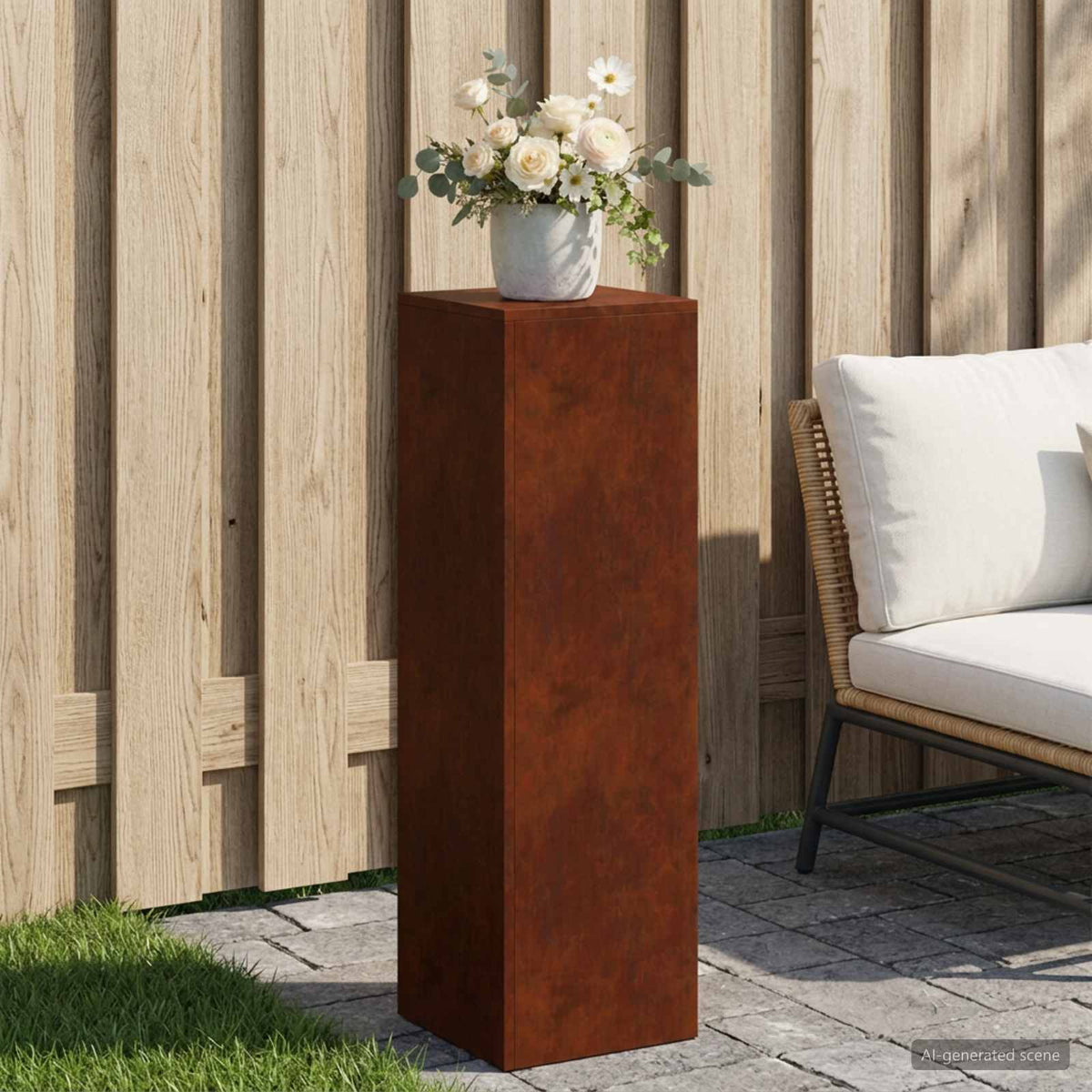 vidaXL Plant Stand Rusty 30 x 30 x 100 cm Weathering Steel 1