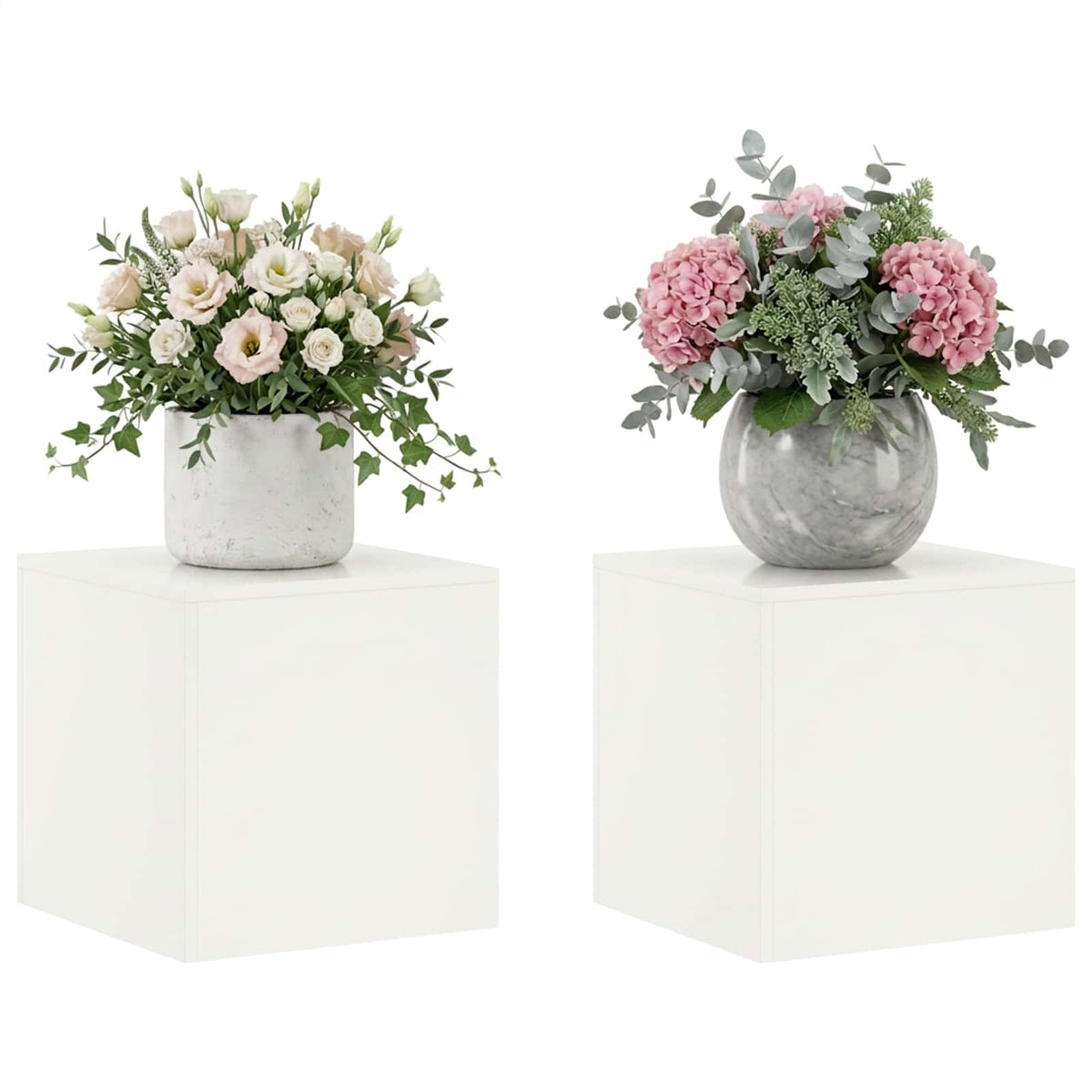 Plant Stand 30 x 30 x 40 cm Steel White 2x (40 x 40 x 40 cm)