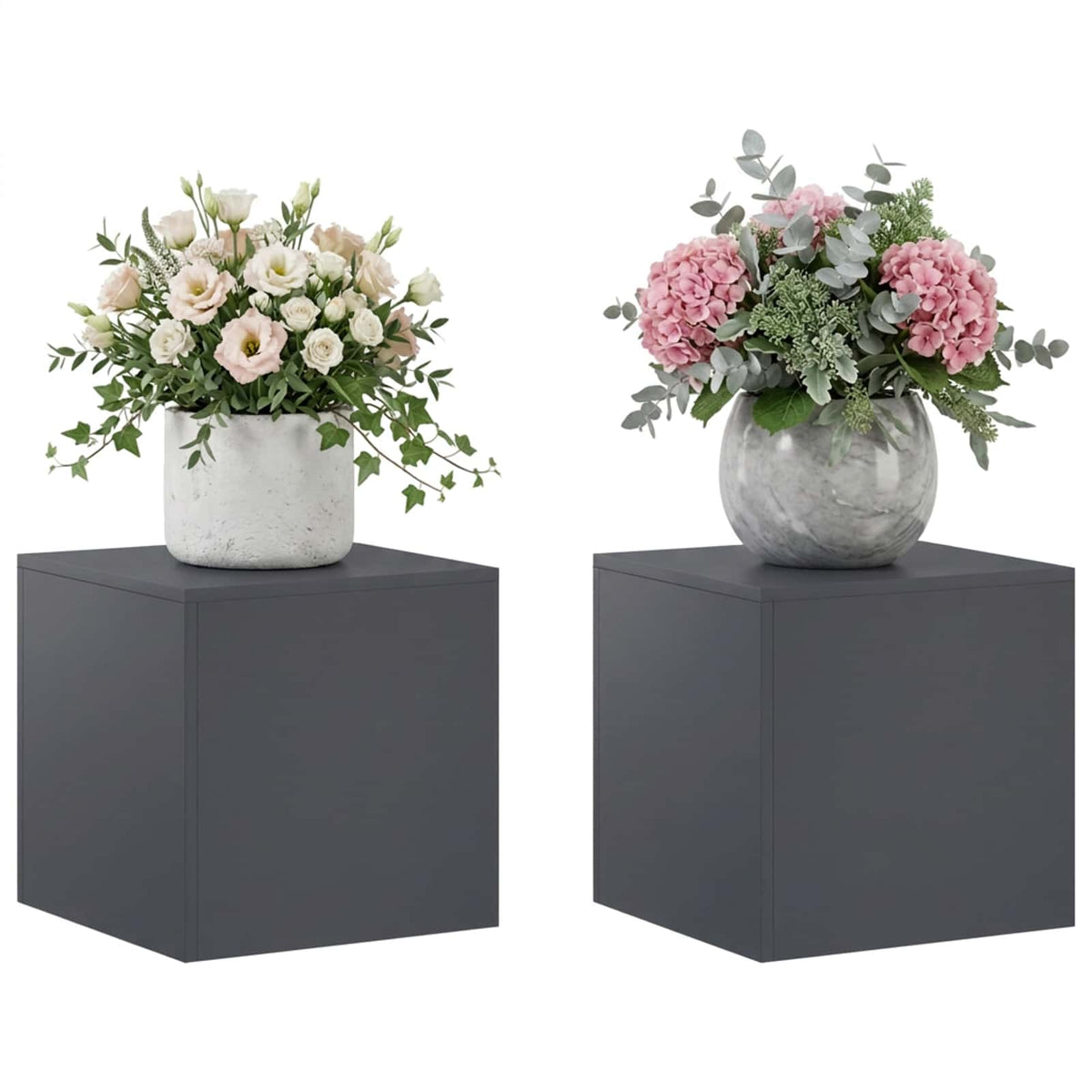 Plant Stand 2 pcs 24 x 24 x 35 cm Steel Anthracite 2x (40 x 40 x 40 cm)