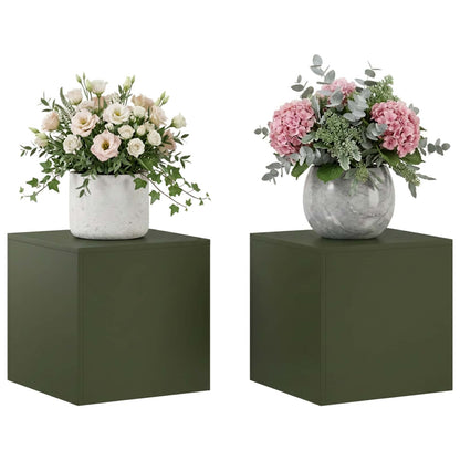 Plant Stand 2 pcs 30 x 30 x 40 cm Steel Olive green 2x (40 x 40 x 40 cm)