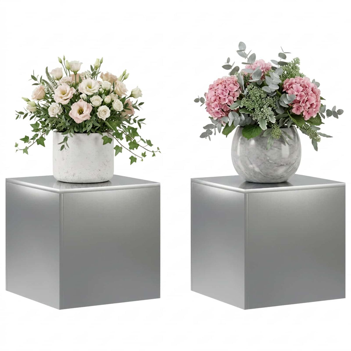 vidaXL Plant Stand 2 pcs Silver 40 x 40 x 40 cm Stainless Steel 3