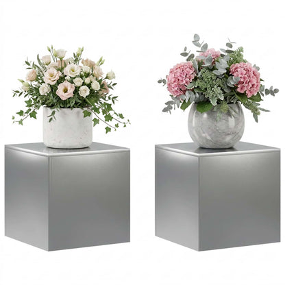 vidaXL Plant Stand 2 pcs Silver 40 x 40 x 40 cm Stainless Steel 3