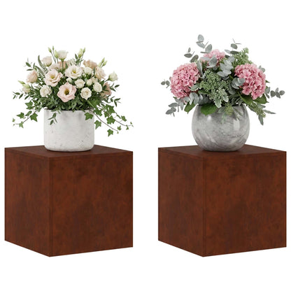 vidaXL Plant Stand 2 pcs Rusty 40 x 40 x 40 cm Weathering Steel 3