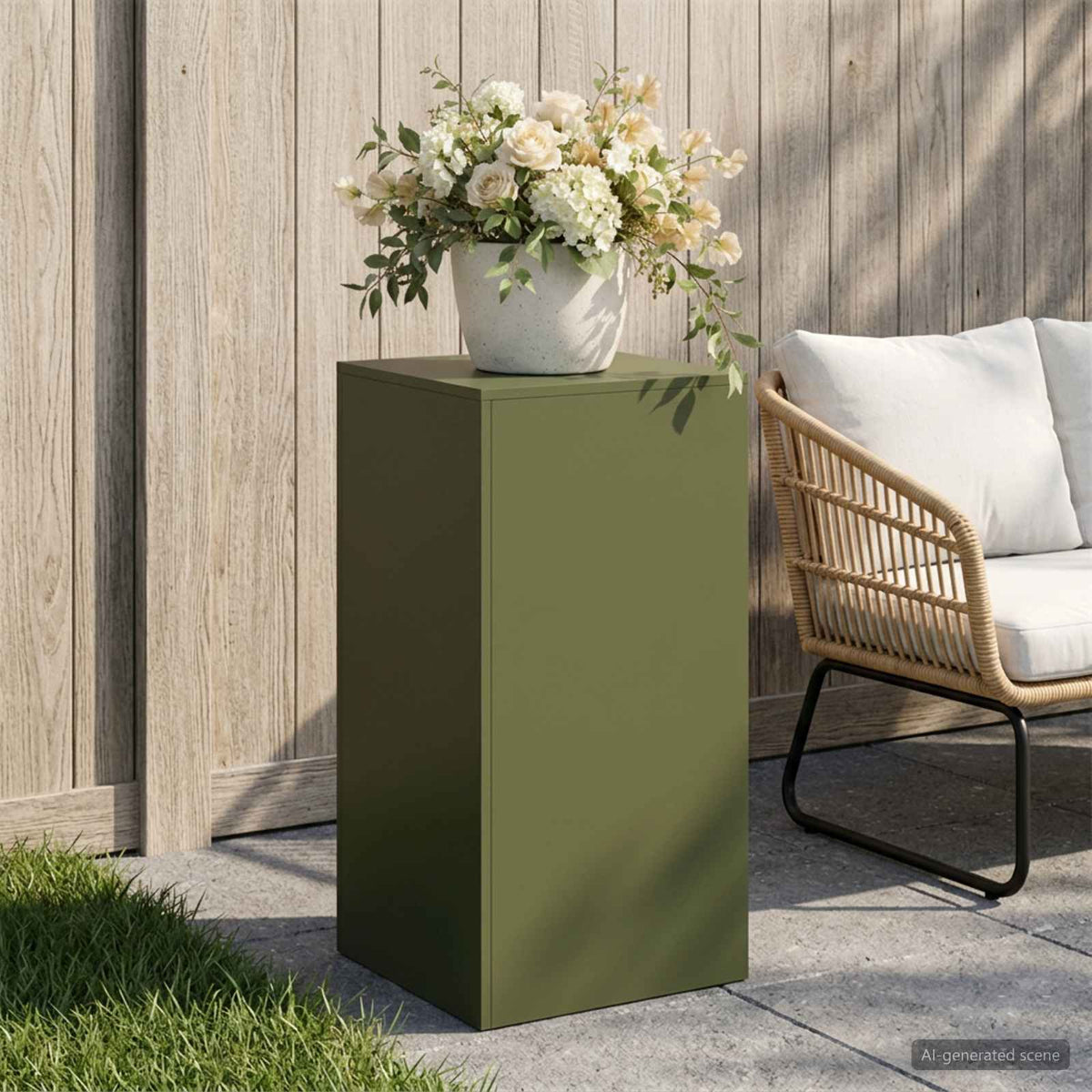 vidaXL Plant Stand Olive Green 40 x 40 x 80 cm Weathering Steel 1