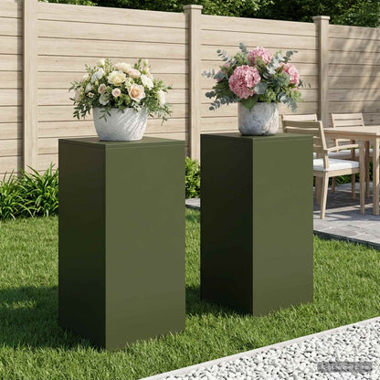 vidaXL Plant Stand 2 pcs 30 x 30 x 40 cm Steel Olive Green