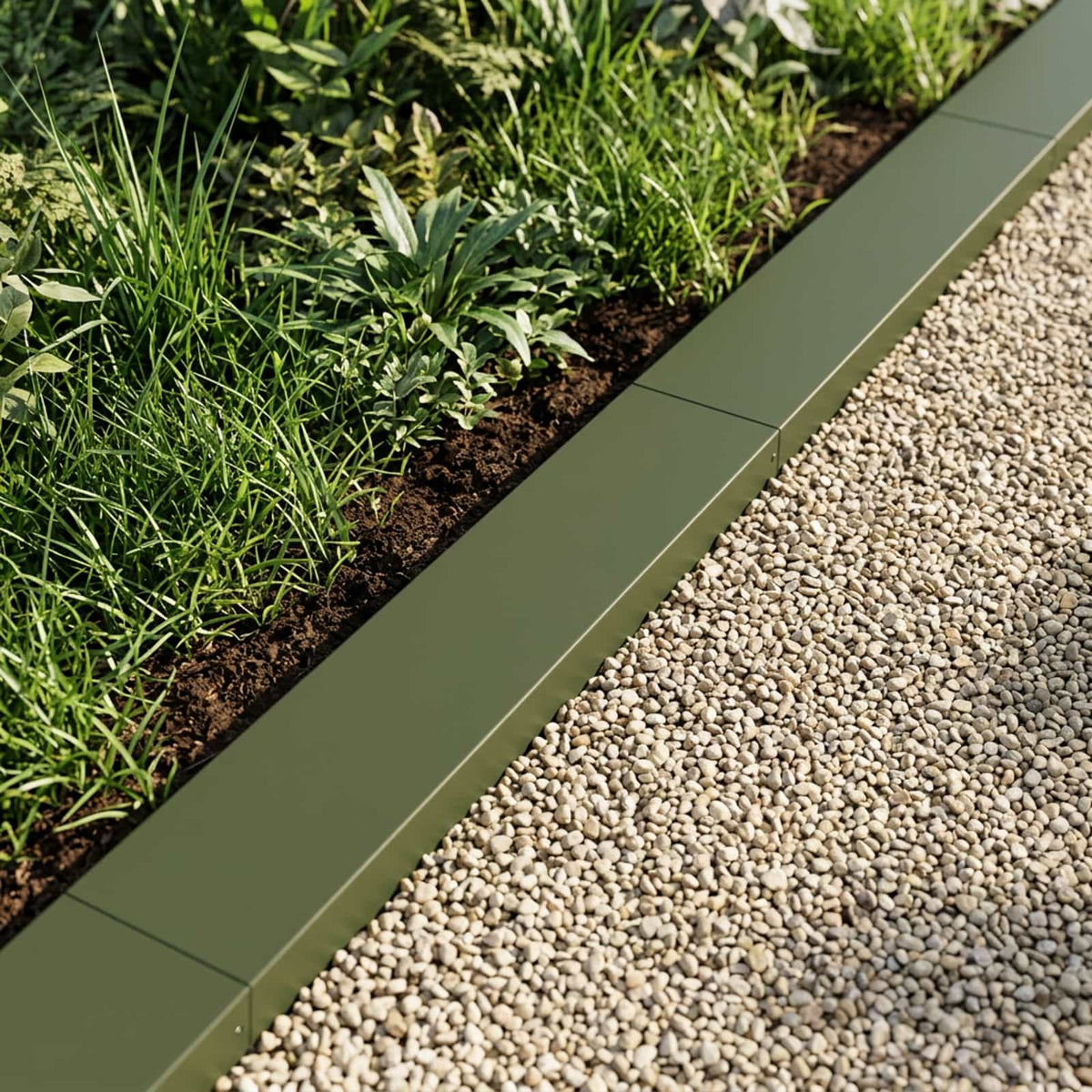 Garden Cover Profile 100 x 20 x 5 cm Steel 10 pcs Olive green